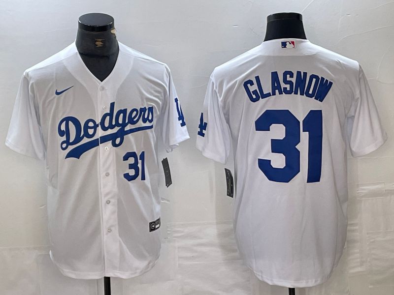 Men Los Angeles Dodgers #31 Glasnow White Nike Game MLB Jersey style 4